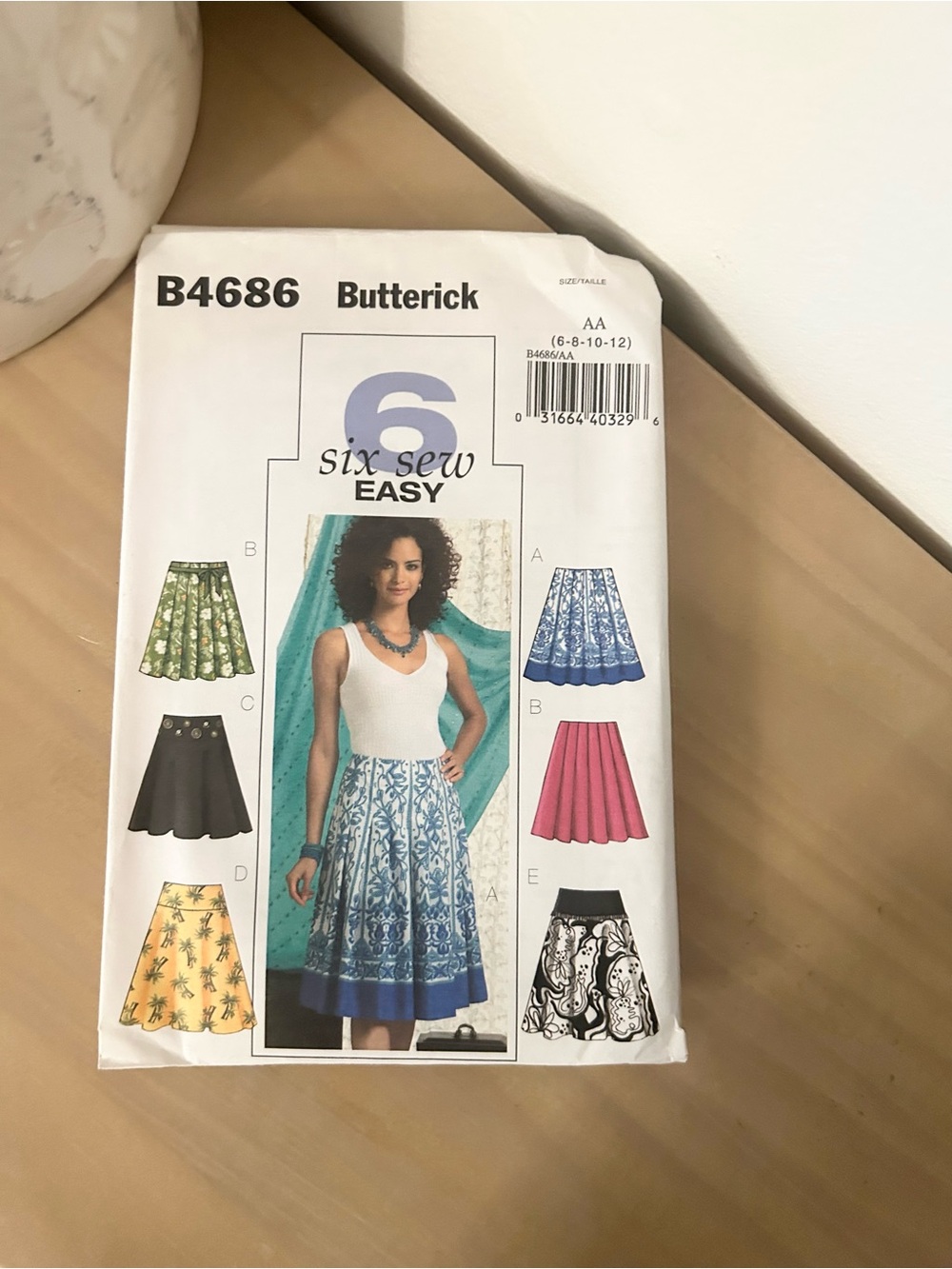 Vintage Butterick B4686 Misses Below Mid-Knee Skirt Sewing Pattern